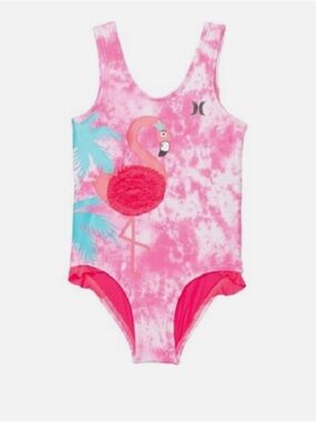 Hurley Pink Tie-Dye Flamingo One-Piece Swimsuit
